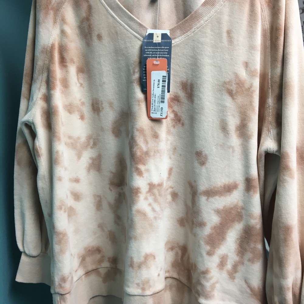 Democracy Peach Tie-Dye V-Neck Sweatshirt